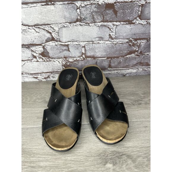 G.H. Bass & Co. MaryAnn Black Leather Wedge Slip On Sandals Women Sz 8M US/39EU - Picture 14 of 16
